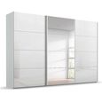 Beluga Extra Sliding Wardrobe - 361cm - 3 Door - Mirror - Silk Grey & White High Gloss
