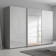 Beluga Extra Sliding Wardrobe - 361cm - 3 Door - Mirror - Silk Grey & White High Gloss