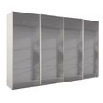 Beluga Extra Sliding Wardrobe - 361cm - 4 Door - Grey Mirrored - Alpine White