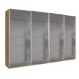Beluga Extra Sliding Wardrobe - 361cm - 4 Door - Grey Mirrored - Artisan Oak