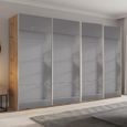 Beluga Extra Sliding Wardrobe - 361cm - 4 Door - Grey Mirrored - Artisan Oak