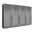 Beluga Extra Sliding Wardrobe - 361cm - 4 Door - Grey Mirrored - Graphite