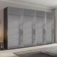 Beluga Extra Sliding Wardrobe - 361cm - 4 Door - Grey Mirrored - Graphite