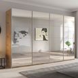 Beluga Extra Sliding Wardrobe - 361cm - 4 Door - Mirrored - Artisan Oak