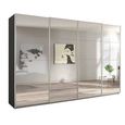 Beluga Extra Sliding Wardrobe - 361cm - 4 Door - Mirrored - Graphite