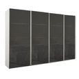 Beluga Extra Sliding Wardrobe - 361cm - 4 Door - Alpine White & Basalt Glass