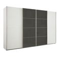 Beluga Extra Sliding Wardrobe - 361cm - 4 Door - Alpine White & Basalt Glass Front