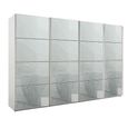 Beluga Extra Sliding Wardrobe - 361cm - 4 Door - Alpine White & Silk Grey Glass
