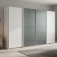 Beluga Extra Sliding Wardrobe - 361cm - 4 Door - Alpine White & Silk Grey Glass Front