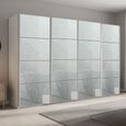 Beluga Extra Sliding Wardrobe - 361cm - 4 Door - Alpine White & Silk Grey Glass