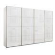 Beluga Extra Sliding Wardrobe - 361cm - 4 Door - Alpine White & White Glass
