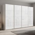 Beluga Extra Sliding Wardrobe - 361cm - 4 Door - Alpine White & White Glass