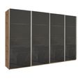 Beluga Extra Sliding Wardrobe - 361cm - 4 Door - Artisan Oak & Basalt Glass