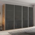 Beluga Extra Sliding Wardrobe - 361cm - 4 Door - Artisan Oak & Basalt Glass