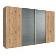 Beluga Extra Sliding Wardrobe - 361cm - 4 Door - Artisan Oak & Silk Grey Glass Front