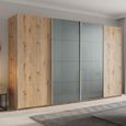 Beluga Extra Sliding Wardrobe - 361cm - 4 Door - Artisan Oak & Silk Grey Glass Front