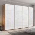Beluga Extra Sliding Wardrobe - 361cm - 4 Door - Artisan Oak & White Glass