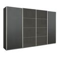 Beluga Extra Sliding Wardrobe - 361cm - 4 Door - Graphite & Basalt Glass Front