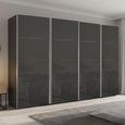 Beluga Extra Sliding Wardrobe - 361cm - 4 Door - Graphite & Basalt Glass
