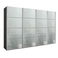 Beluga Extra Sliding Wardrobe - 361cm - 4 Door - Graphite & Silk Grey Glass