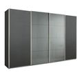 Beluga Extra Sliding Wardrobe - 361cm - 4 Door - Graphite & Silk Grey Glass Front