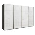 Beluga Extra Sliding Wardrobe - 361cm - 4 Door - Graphite & White Glass