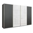 Beluga Extra Sliding Wardrobe - 361cm - 4 Door - Graphite & White Glass Front