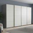 Beluga Extra Sliding Wardrobe - 361cm - 4 Door - Silk Grey & Alpine White