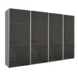 Beluga Extra Sliding Wardrobe - 361cm - 4 Door - Silk Grey & Basalt Glass