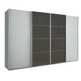 Beluga Extra Sliding Wardrobe - 361cm - 4 Door - Silk Grey & Basalt Glass Front