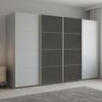 Beluga Extra Sliding Wardrobe - 361cm - 4 Door - Silk Grey & Basalt Glass Front