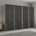 Beluga Extra Sliding Wardrobe - 361cm - 4 Door - Silk Grey & Basalt Glass