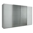 Beluga Extra Sliding Wardrobe - 361cm - 4 Door - Silk Grey & Silk Grey Glass Front