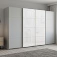 Beluga Extra Sliding Wardrobe - 361cm - 4 Door - Silk Grey & White Glass Front