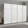 Beluga Extra Sliding Wardrobe - 361cm - 4 Door - Silk Grey & White Glass