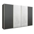 Beluga Extra Sliding Wardrobe - 361cm - 4 Door - White High Gloss & Graphite Front