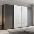 Beluga Extra Sliding Wardrobe - 361cm - 4 Door - White High Gloss & Graphite Front