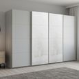 Beluga Extra Sliding Wardrobe - 361cm - 4 Door - White High Gloss & Silk Grey Front