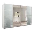 Beluga Extra Sliding Wardrobe - 361cm - 4 Door - Mirror - Alpine White & Silk Grey Glass