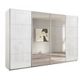 Beluga Extra Sliding Wardrobe - 361cm - 4 Door - Mirror - Alpine White & White Glass