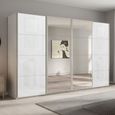 Beluga Extra Sliding Wardrobe - 361cm - 4 Door - Mirror - Alpine White & White Glass