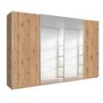 Beluga Extra Sliding Wardrobe - 361cm - 4 Door - Mirror - Artisan Oak