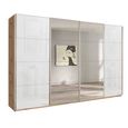 Beluga Extra Sliding Wardrobe - 361cm - 4 Door - Mirror - Artisan Oak & White Glass