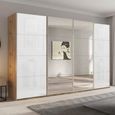 Beluga Extra Sliding Wardrobe - 361cm - 4 Door - Mirror - Artisan Oak & White Glass