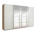 Beluga Extra Sliding Wardrobe - 361cm - 4 Door - Mirror - Artisan Oak & White High Gloss