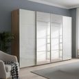Beluga Extra Sliding Wardrobe - 361cm - 4 Door - Mirror - Artisan Oak & White High Gloss