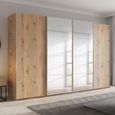 Beluga Extra Sliding Wardrobe - 361cm - 4 Door - Mirror - Artisan Oak