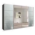 Beluga Extra Sliding Wardrobe - 361cm - 4 Door - Mirror - Graphite & Silk Grey Glass