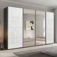 Beluga Extra Sliding Wardrobe - 361cm - 4 Door - Mirror - Graphite & White Glass