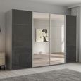 Beluga Extra Sliding Wardrobe - 361cm - 4 Door - Mirror - Silk Grey & Basalt Glass